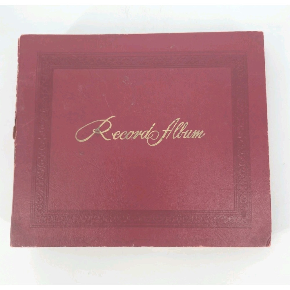 Vintage Record Album Storage Book Red Faux Leather DECCA Index Case Holder 25571